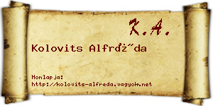 Kolovits Alfréda névjegykártya